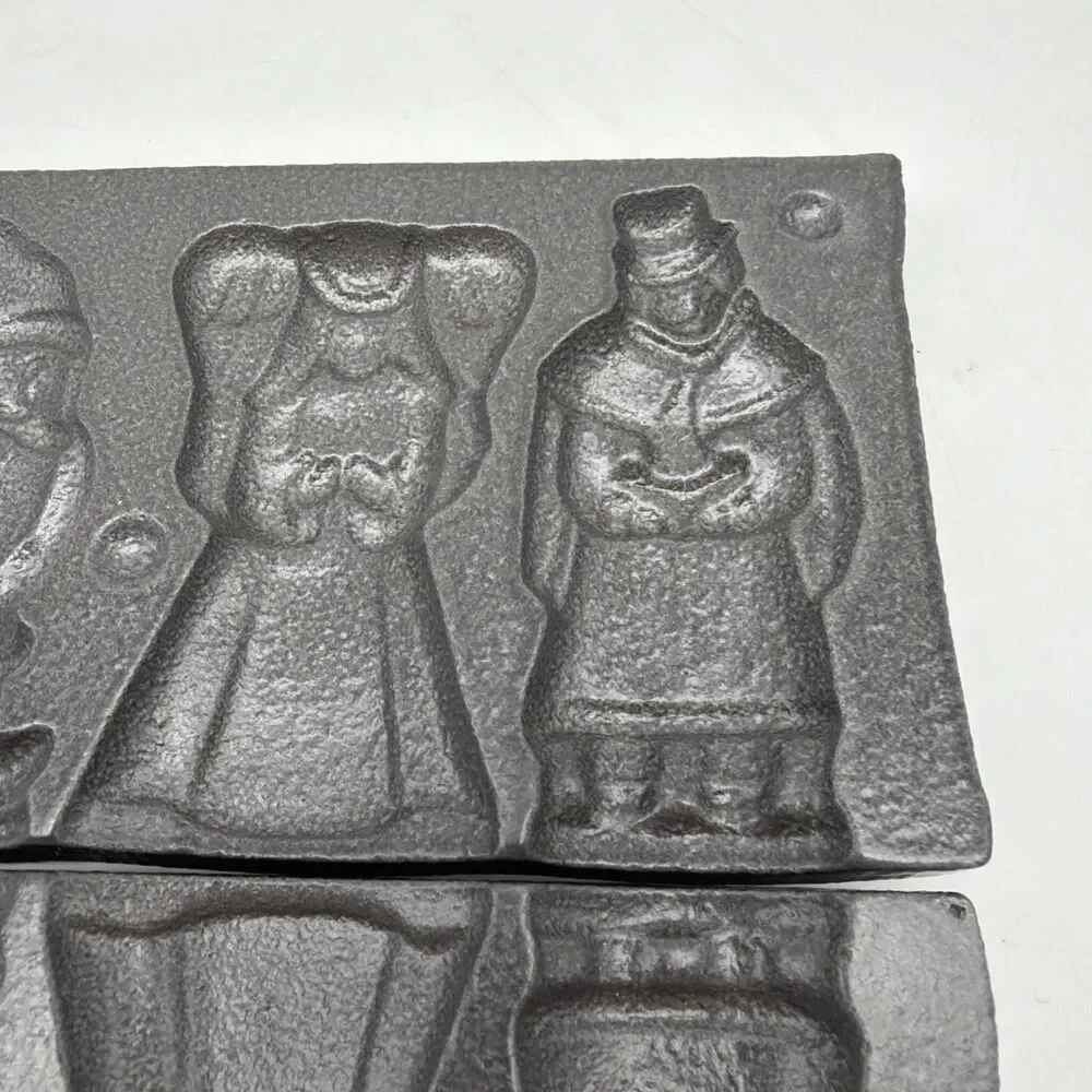 John Wright Cast Iron Candy Mold Christmas Snowman, Angel, Elf, Caroler